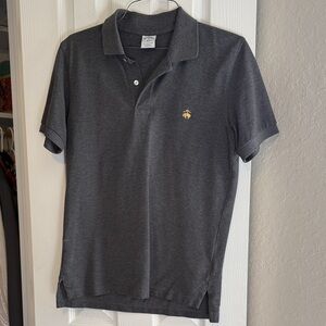 Brooks Brothers Charcoal Short-Sleeve Polo with Gold Logo